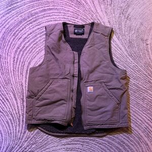 Carhartt Tan Vest with Dark Gray Sherpa Lining